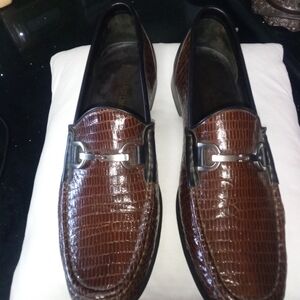 Donald J. Pliner Lesther-Embossed Brown Loafers